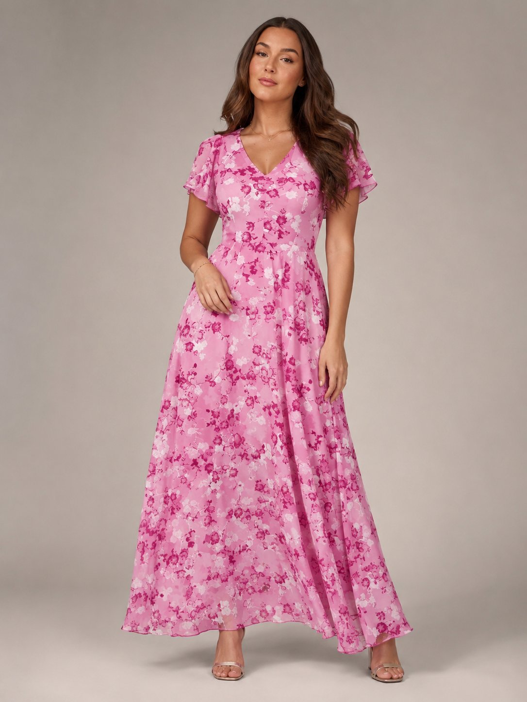 Floral Maxi Dress Women – Butterfly Sleeve A-Line Dress