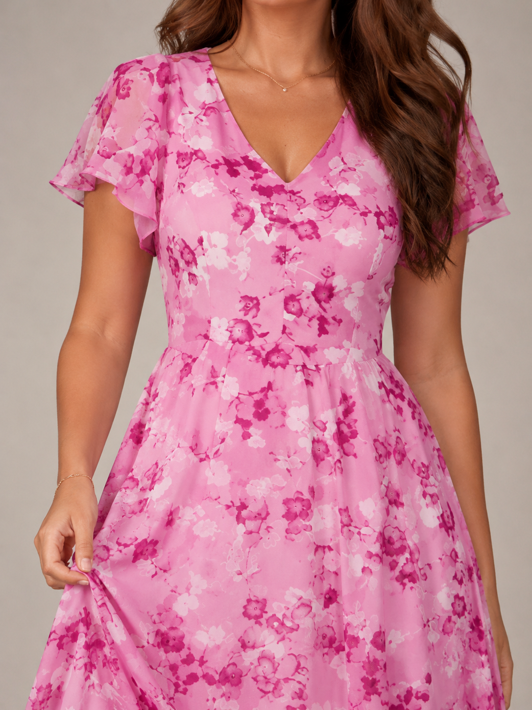 Floral Maxi Dress Women – Butterfly Sleeve A-Line Dress