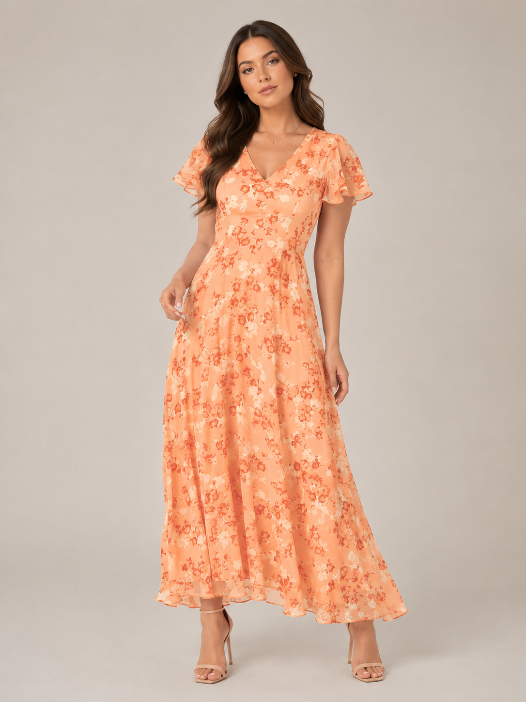 Floral Maxi Dress Women – Butterfly Sleeve A-Line Dress