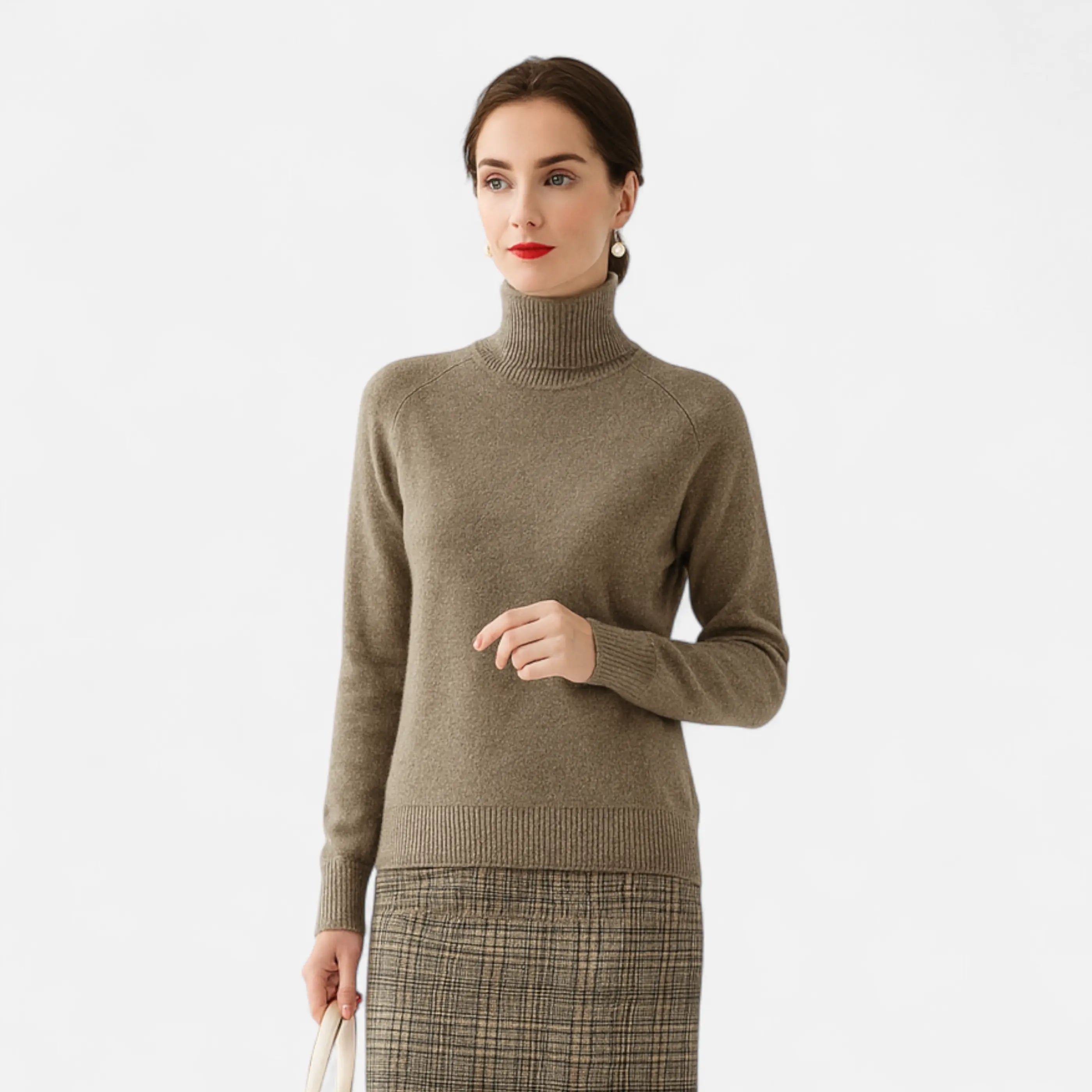 Elegant Mock-Neck Uldtrøje Dame i Blød Uldblanding | Højhalset Strik til Varm Komfort 7
