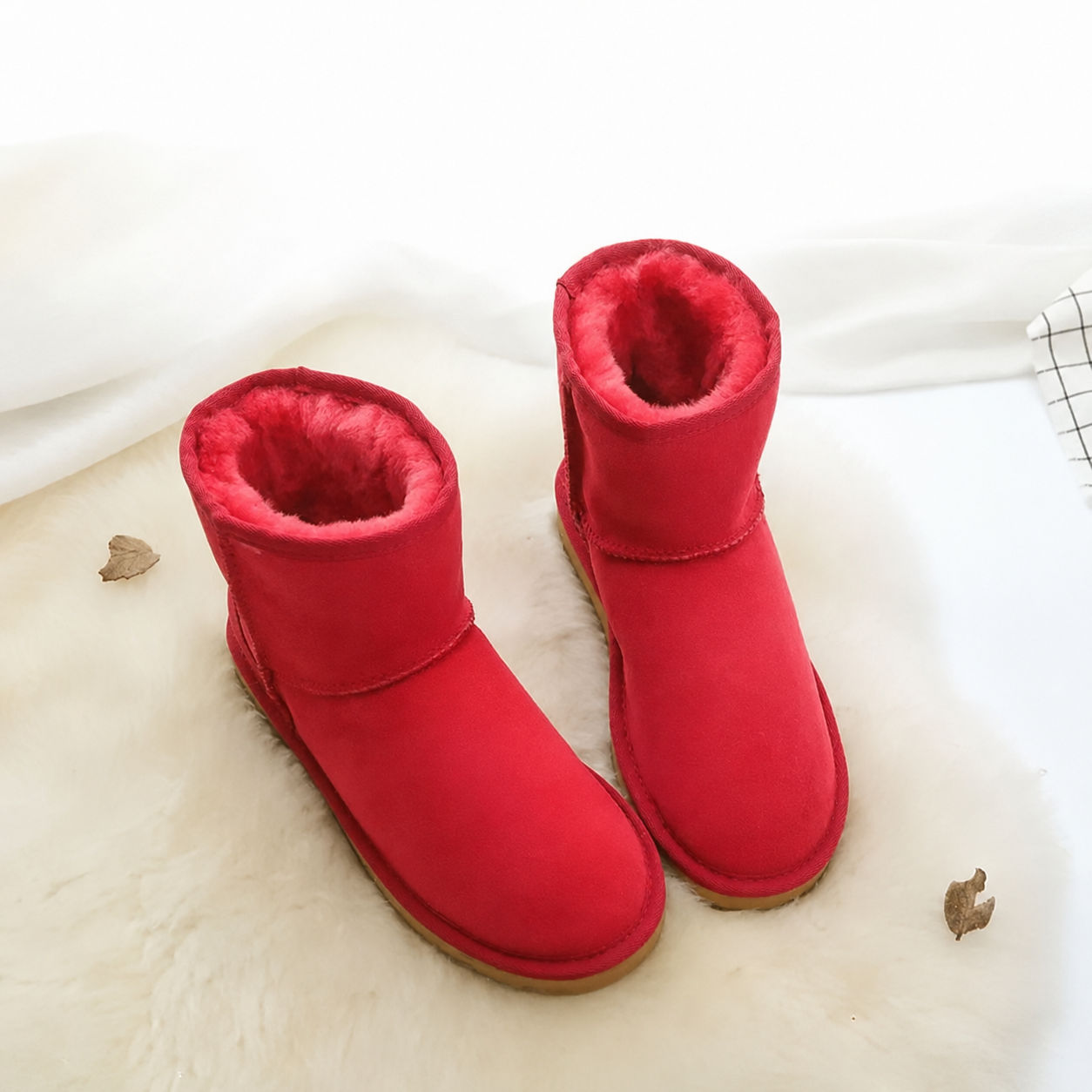 Women's Sheepskin Ankle Boots – Genuine Fur, Warm Slip-On