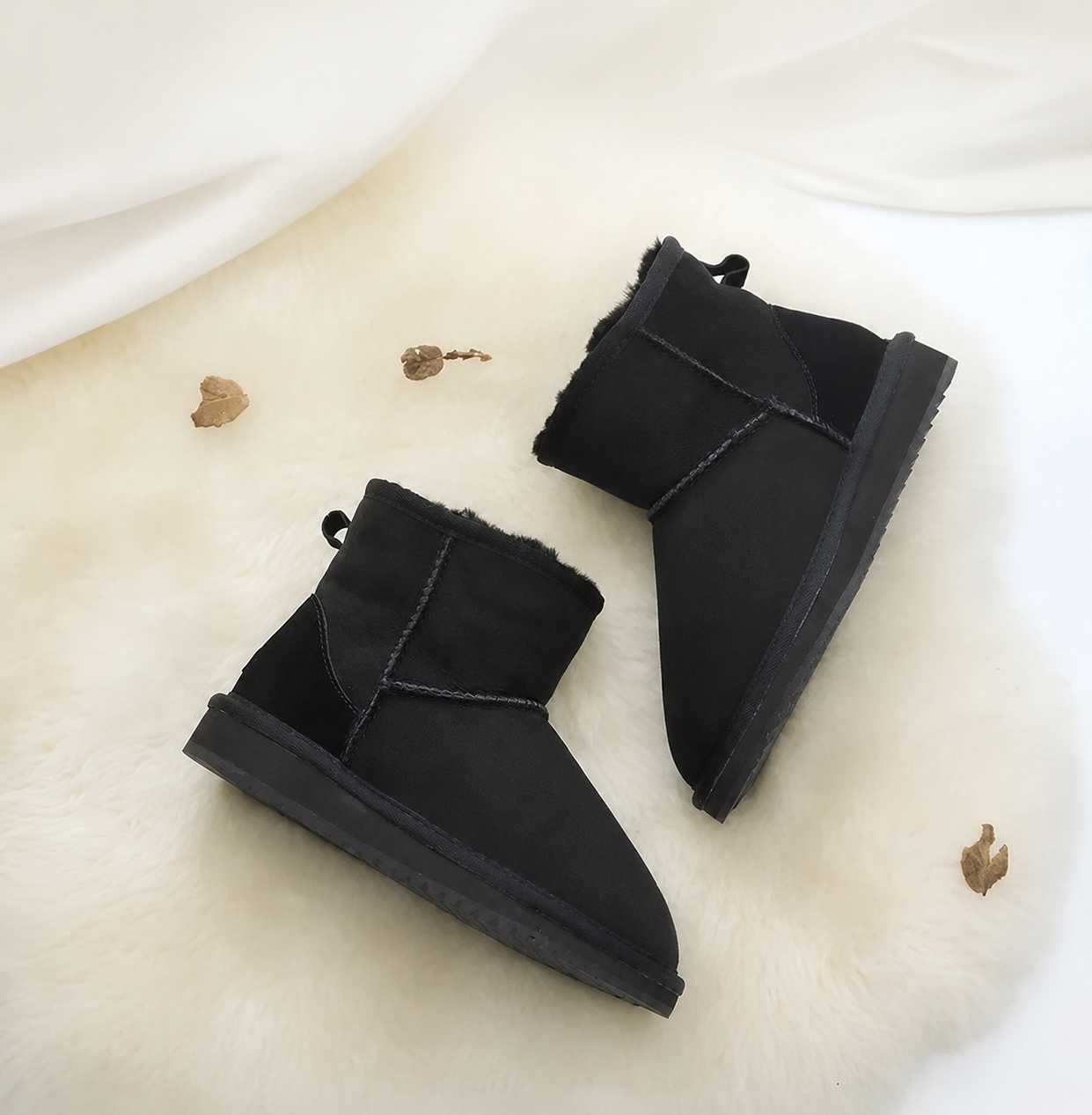 Women's Sheepskin Ankle Boots – Genuine Fur, Warm Slip-On