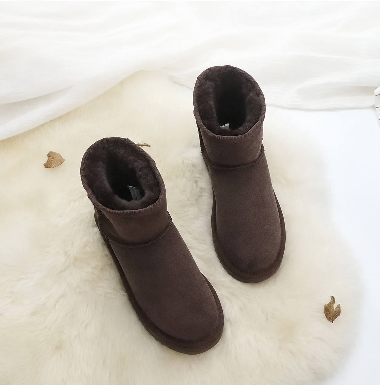 Women's Sheepskin Ankle Boots – Genuine Fur, Warm Slip-On