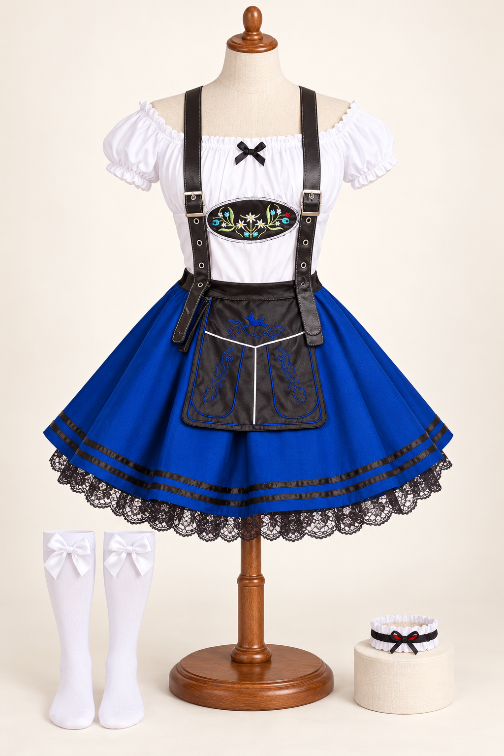 Oktoberfest Kostume Dame Ølpige Blå – Top og Nederdel