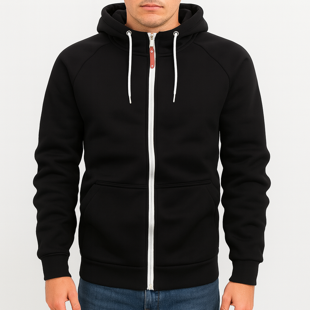 Casual Zip Hoodie til Mænd – Blød Polyesterblanding, Modern Fit, Lynlås, Ideel til Afslapning og Lag-På-Lag Styling 7