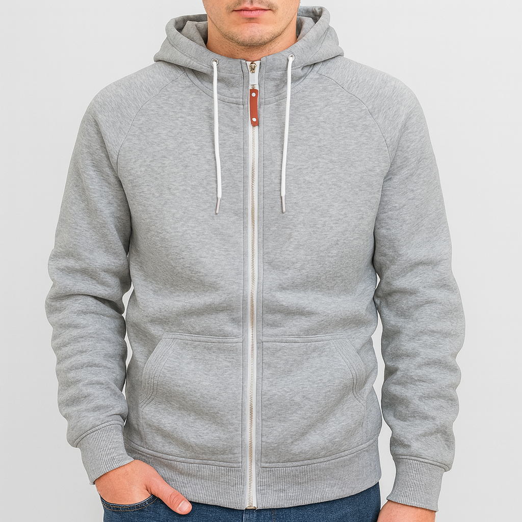 Casual Zip Hoodie til Mænd – Blød Polyesterblanding, Modern Fit, Lynlås, Ideel til Afslapning og Lag-På-Lag Styling 2