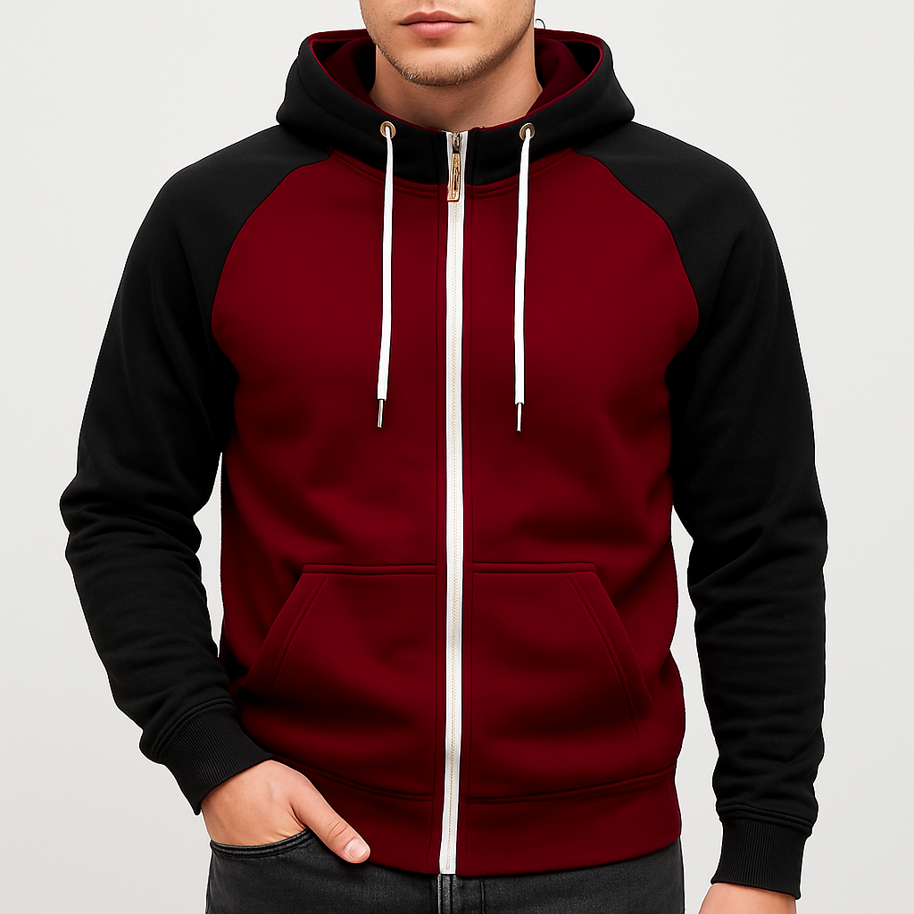 Casual Zip Hoodie til Mænd – Blød Polyesterblanding, Modern Fit, Lynlås, Ideel til Afslapning og Lag-På-Lag Styling 3