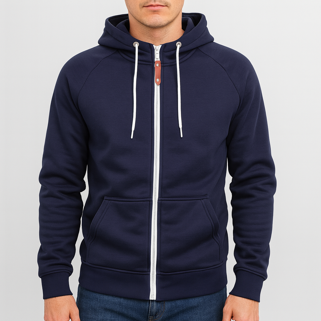 Casual Zip Hoodie til Mænd – Blød Polyesterblanding, Modern Fit, Lynlås, Ideel til Afslapning og Lag-På-Lag Styling 4