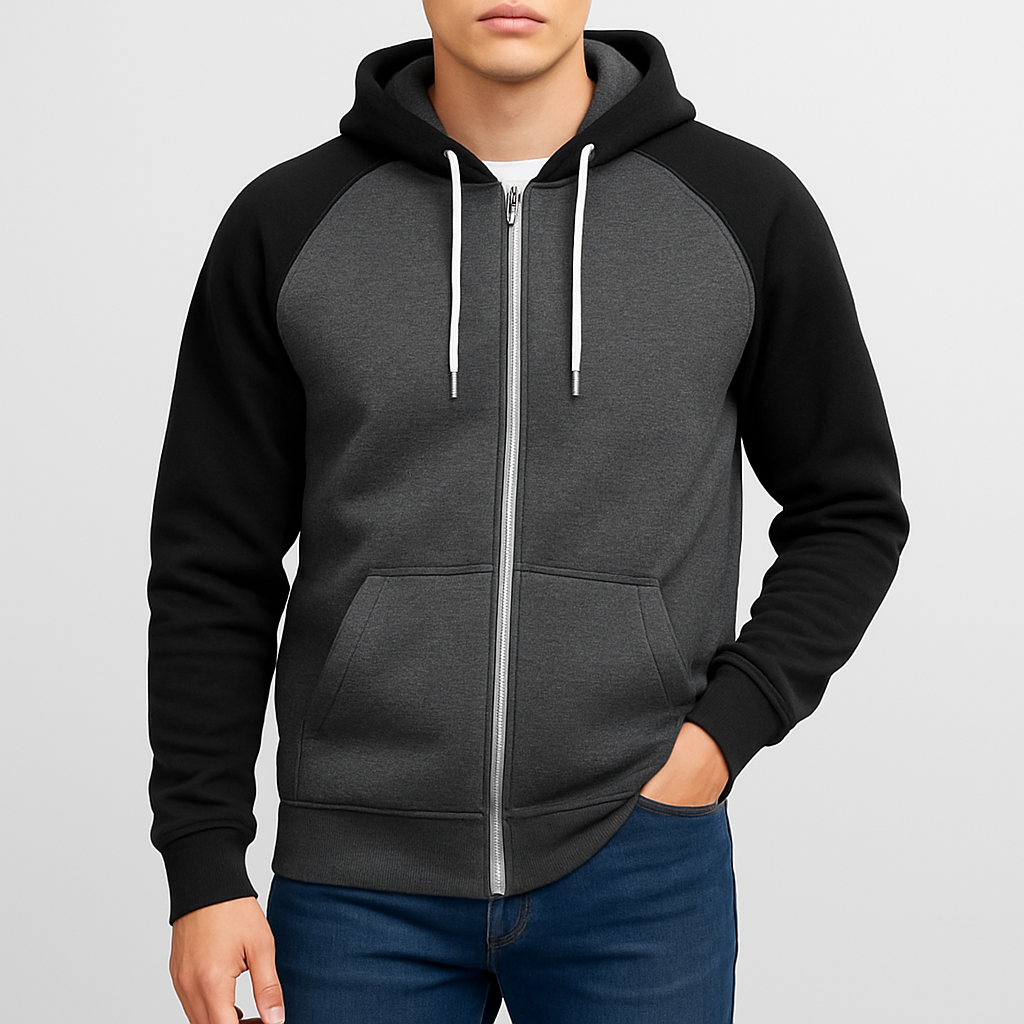 Casual Zip Hoodie til Mænd – Blød Polyesterblanding, Modern Fit, Lynlås, Ideel til Afslapning og Lag-På-Lag Styling 6