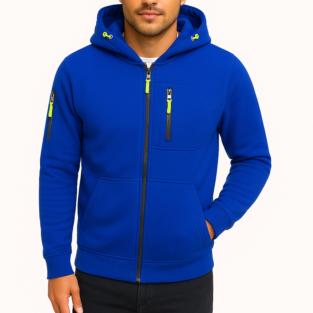 Hættetrøje med Lynlås til Mænd – Komfortabel og Stilfuld Hoodie med Justerbar Hætte og Lynlåslommer 2