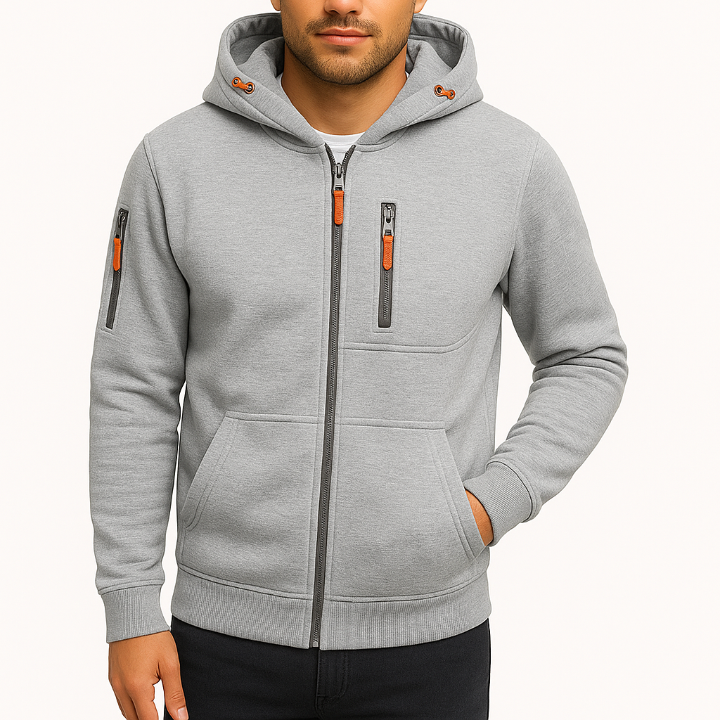 Hættetrøje med Lynlås til Mænd – Komfortabel og Stilfuld Hoodie med Justerbar Hætte og Lynlåslommer 3