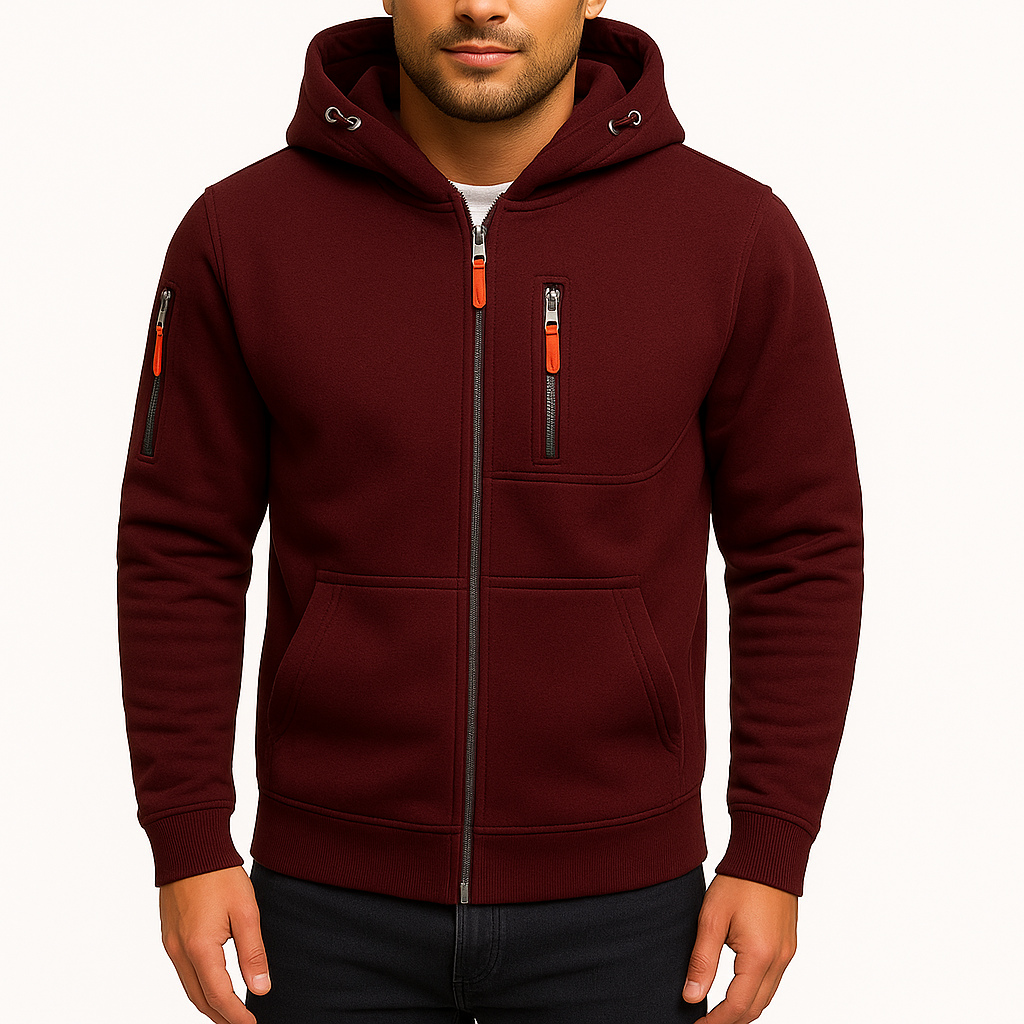 Hættetrøje med Lynlås til Mænd – Komfortabel og Stilfuld Hoodie med Justerbar Hætte og Lynlåslommer 4