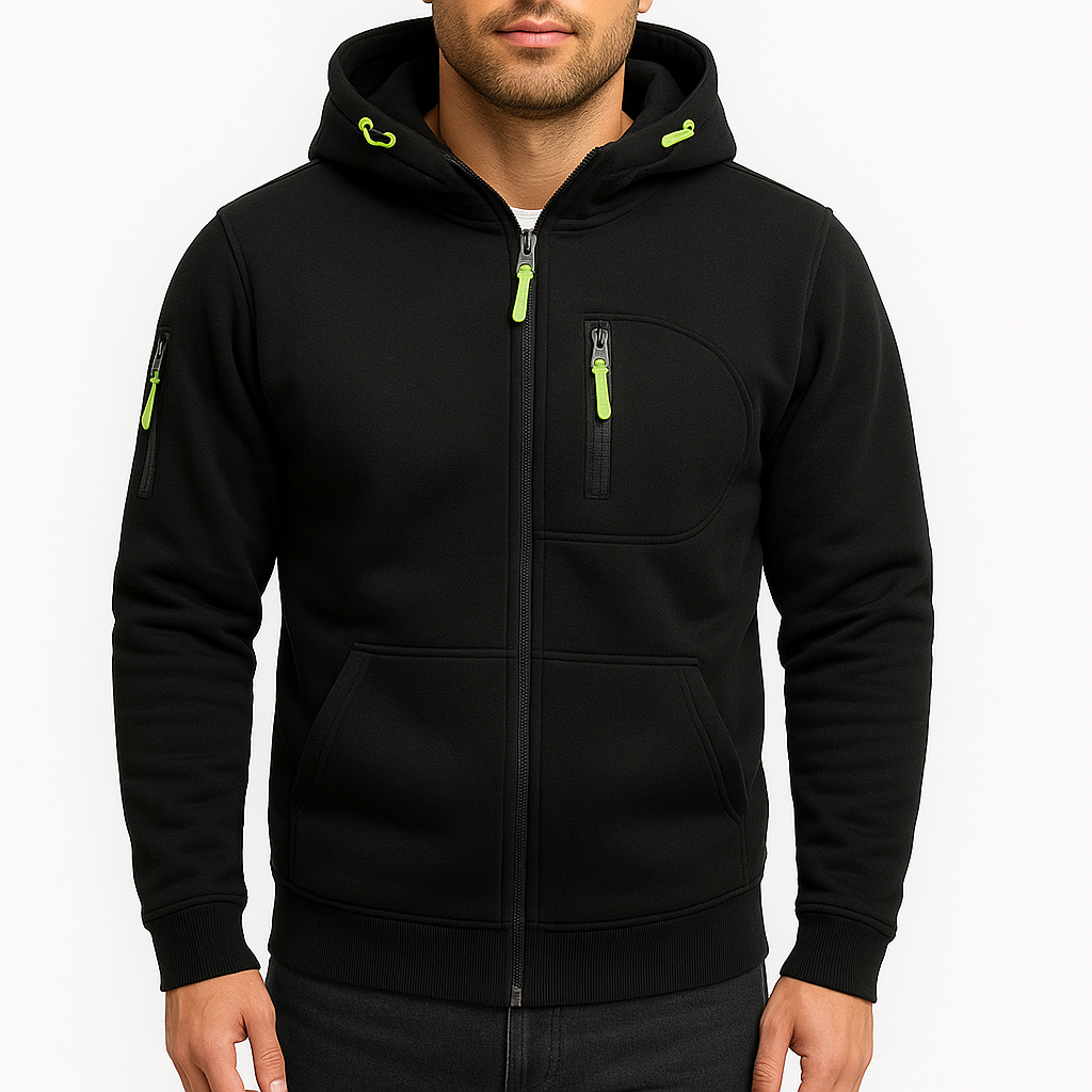 Hættetrøje med Lynlås til Mænd – Komfortabel og Stilfuld Hoodie med Justerbar Hætte og Lynlåslommer 5