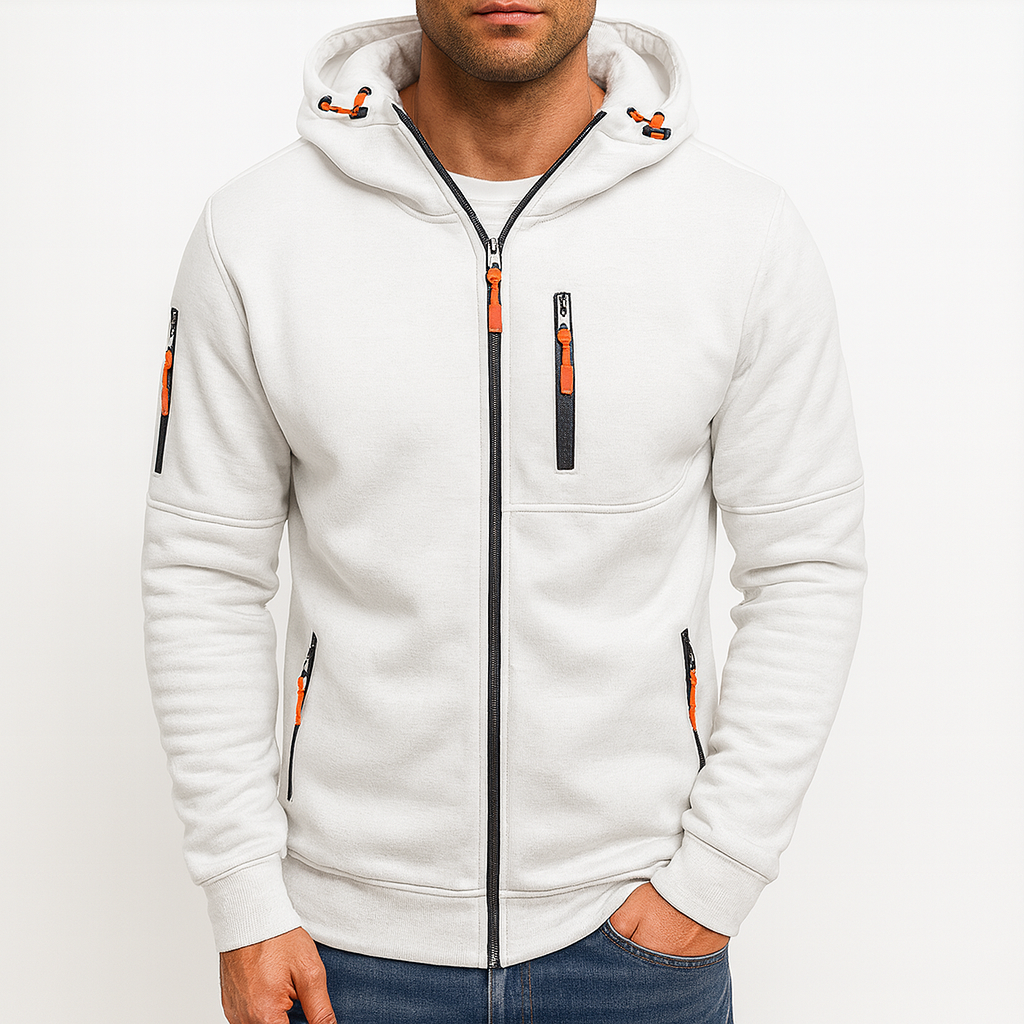 Hættetrøje med Lynlås til Mænd – Komfortabel og Stilfuld Hoodie med Justerbar Hætte og Lynlåslommer 6