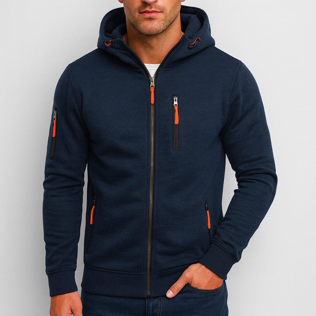 Hættetrøje med Lynlås til Mænd – Komfortabel og Stilfuld Hoodie med Justerbar Hætte og Lynlåslommer 7
