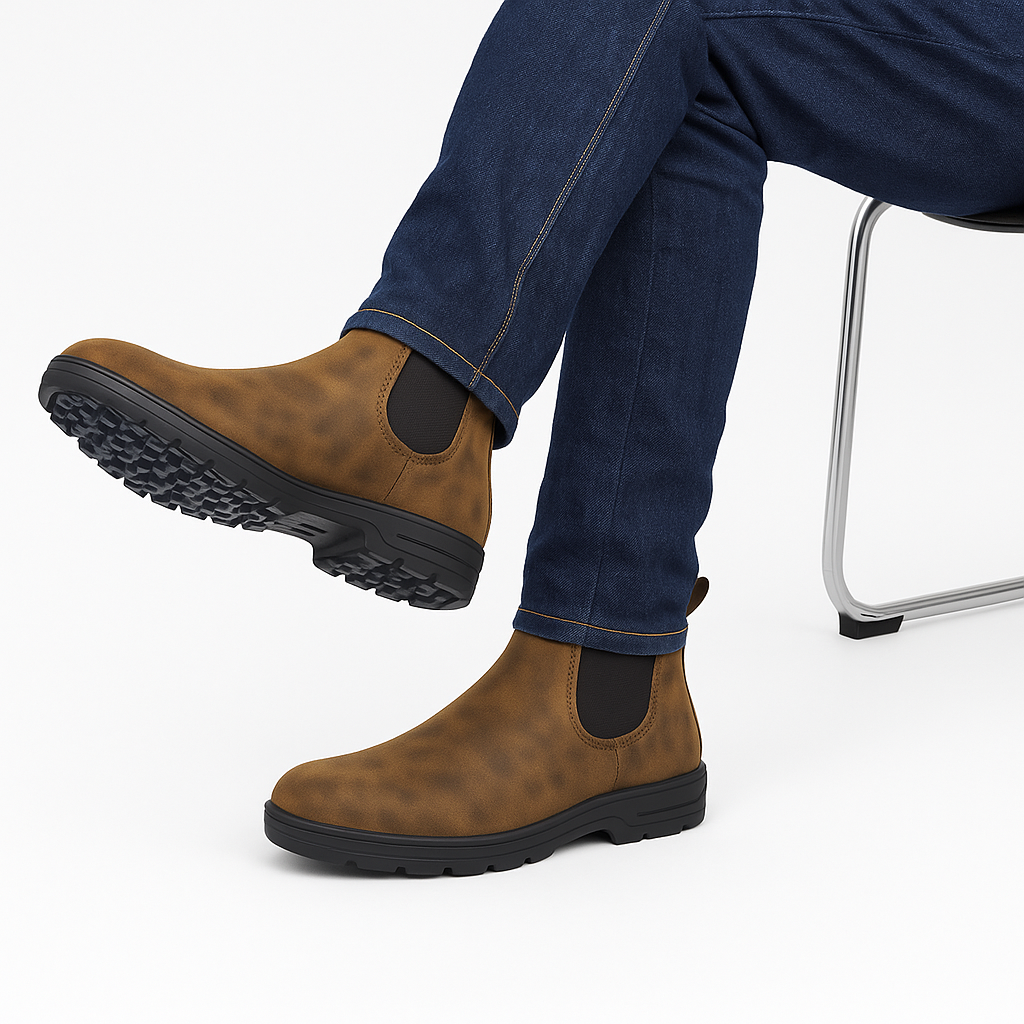 Chelsea Boots Herre i PU-læder med Grov Sål – Klassisk Ankelhøj Design til Hverdagsbrug 2