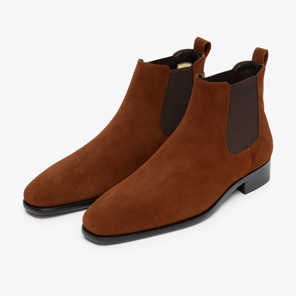 Chelsea Boots Herre i Ruskindslook med Elastiske Sidepaneler – Komfortable og Stilfulde Støvler til Casual og Formelle Anledninger 1