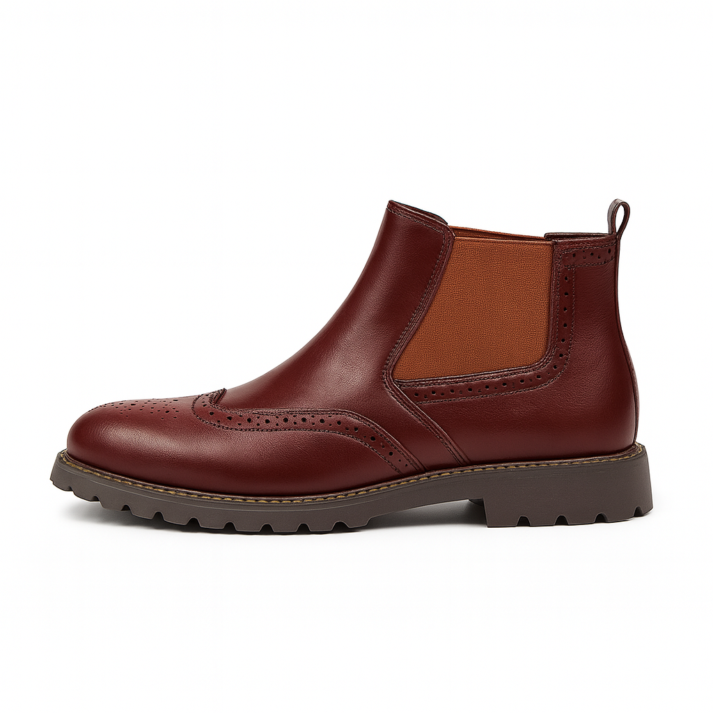 Brogue Chelsea Støvler Herre i PU-Læder – Elegante Slip-On Støvler med Elastiske Sidepaneler 3