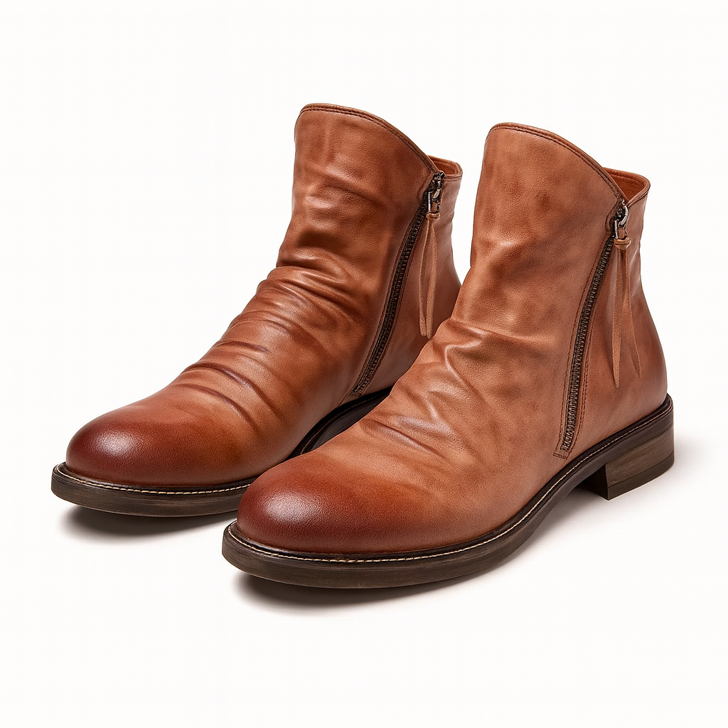 Chelsea Boots Herre i Læderlook med Lynlås – Slank Silhuet til Casual og Semi-formelle Anledninger 1