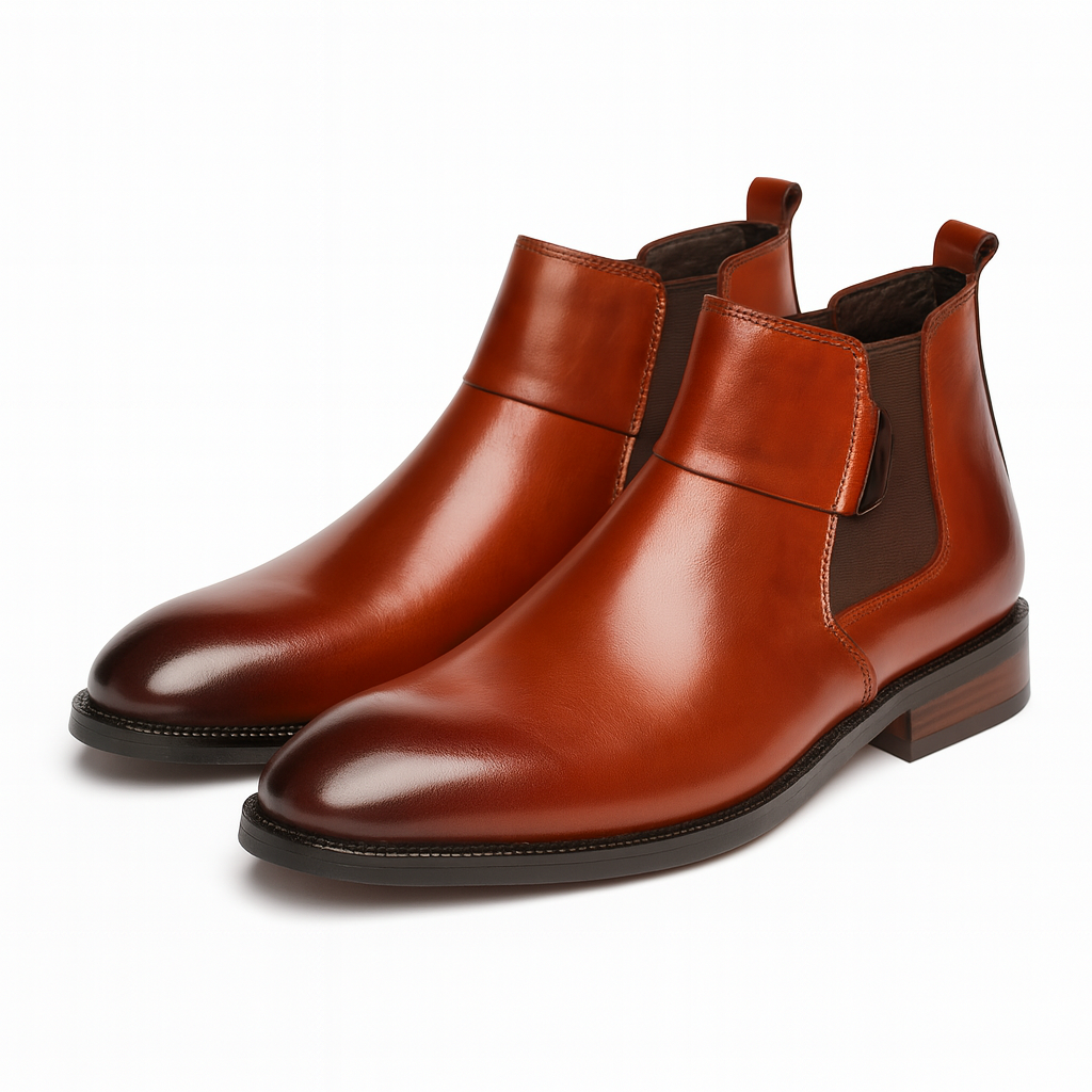 Chelsea Støvler Herre i Læder med 8 cm Hæl – Elegante og Komfortable Chelsea Boots til Fest og Hverdag 1