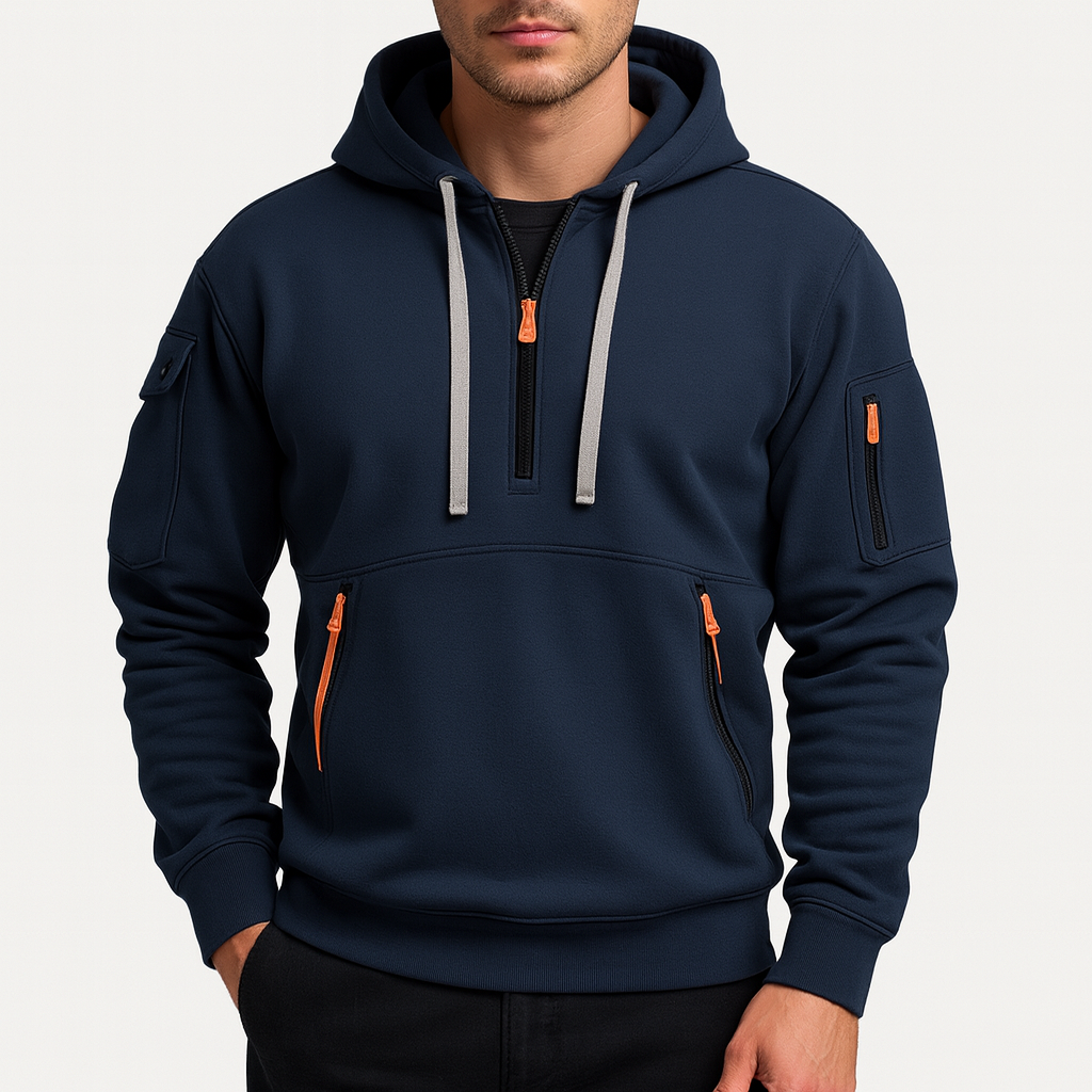 Hættetrøje med Lynlås til Mænd – Blød og Åndbar Hoodie til Sport og Fritid, Moderne Regular Fit 2