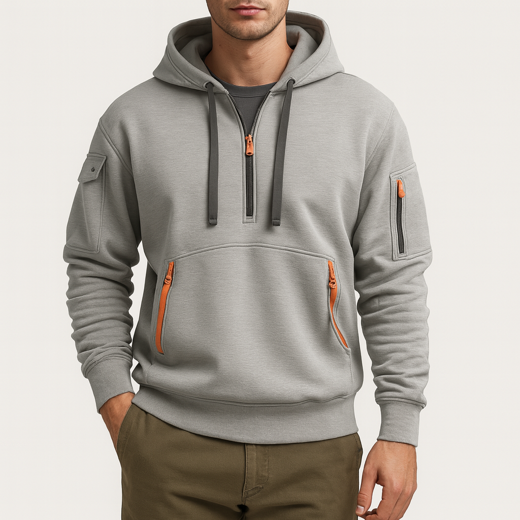 Hættetrøje med Lynlås til Mænd – Blød og Åndbar Hoodie til Sport og Fritid, Moderne Regular Fit 3