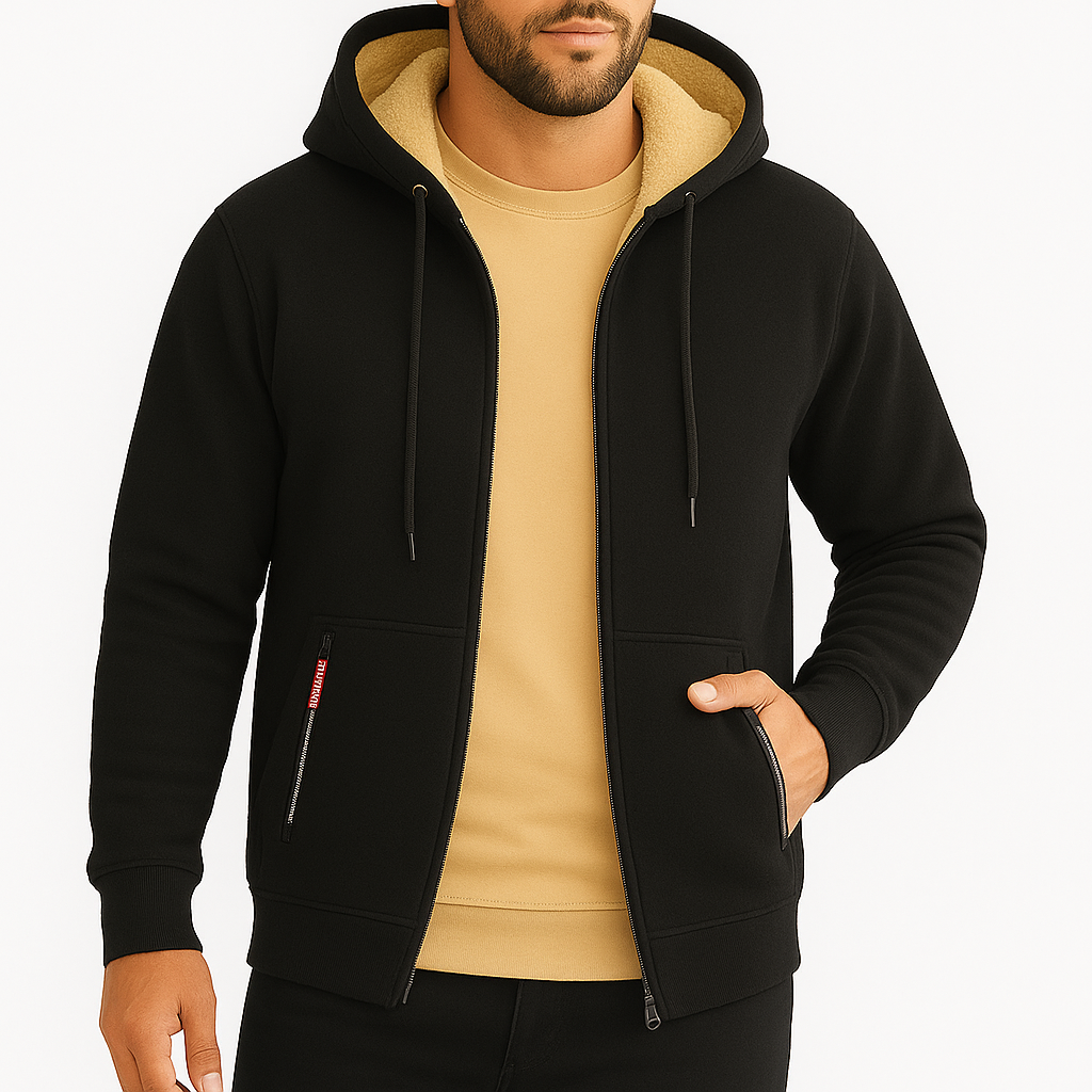 Fleece Hættetrøje med Lynlås til Mænd – Varm Hoodie til Sportstøj og Afslapning 2