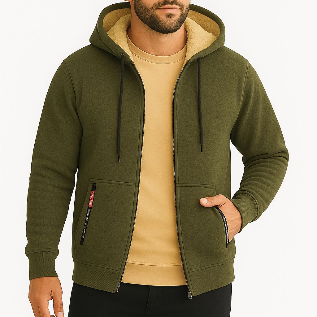 Fleece Hættetrøje med Lynlås til Mænd – Varm Hoodie til Sportstøj og Afslapning 5
