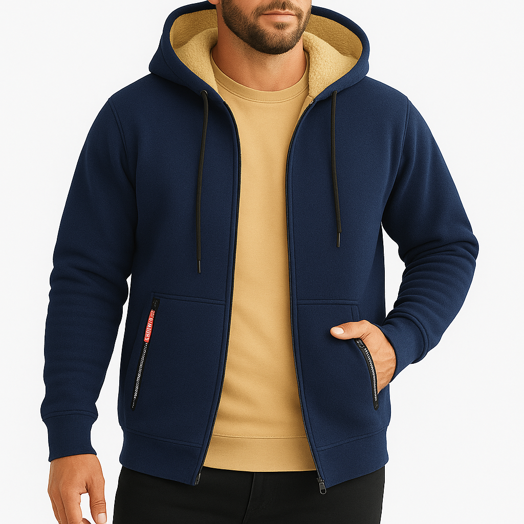 Fleece Hættetrøje med Lynlås til Mænd – Varm Hoodie til Sportstøj og Afslapning 3