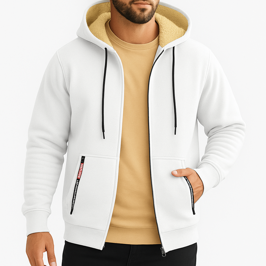 Fleece Hættetrøje med Lynlås til Mænd – Varm Hoodie til Sportstøj og Afslapning 4
