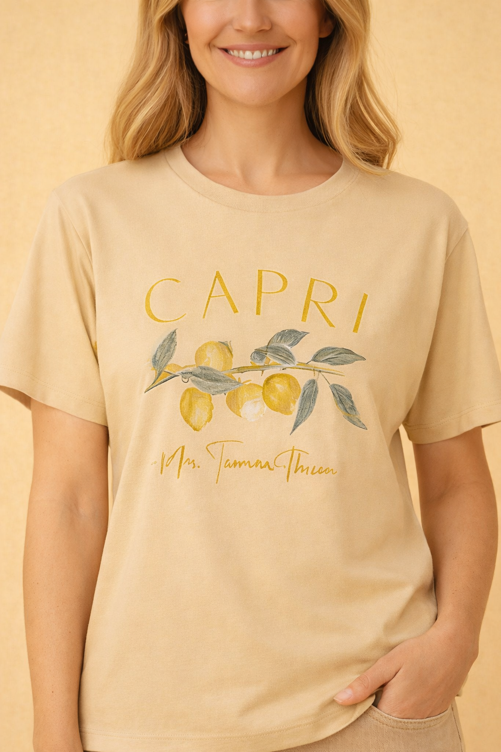 Sommerkollektion | T-shirt Med Print Dame med Capri & Citron Motiv | Løs Pasform til Komfort og Stil 2