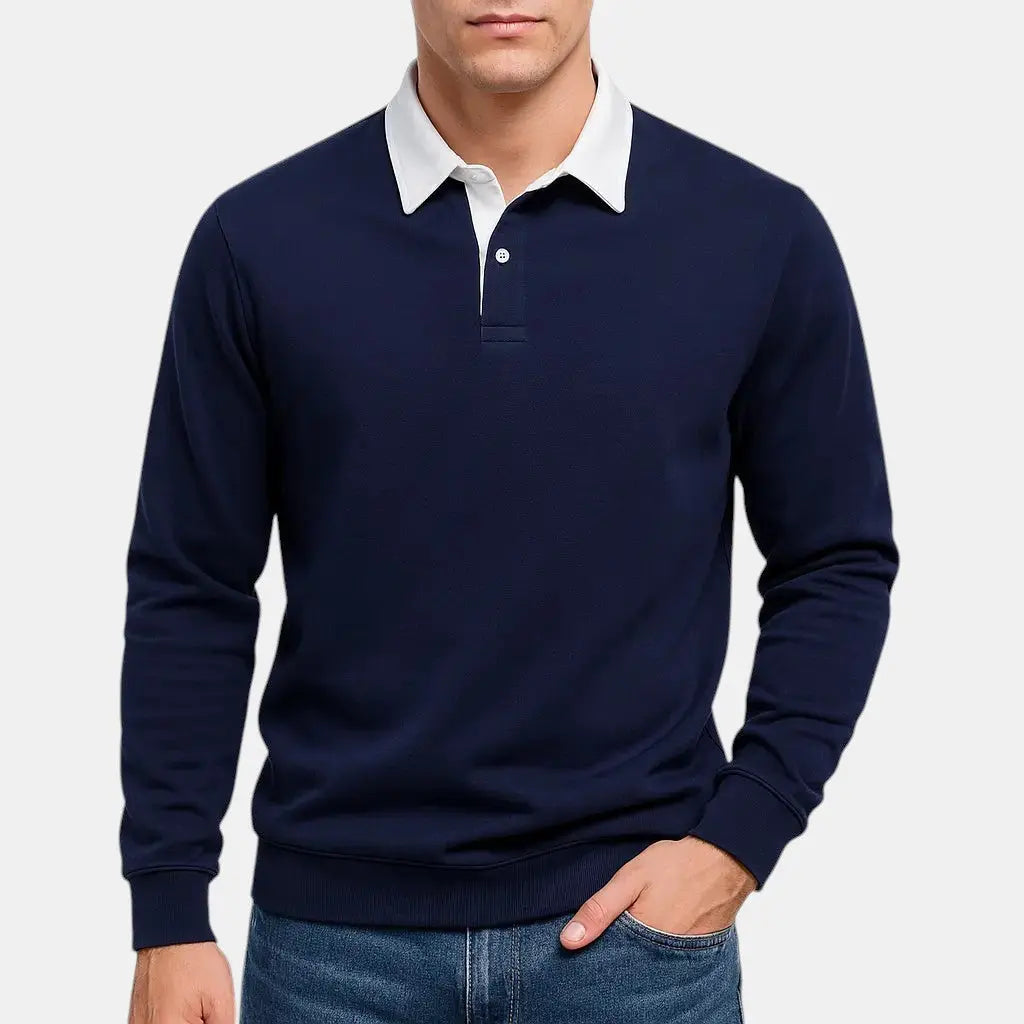 Langærmet Poloshirt Til Mænd Med Klassisk Krave | Åndbart Stof For Komfort 1