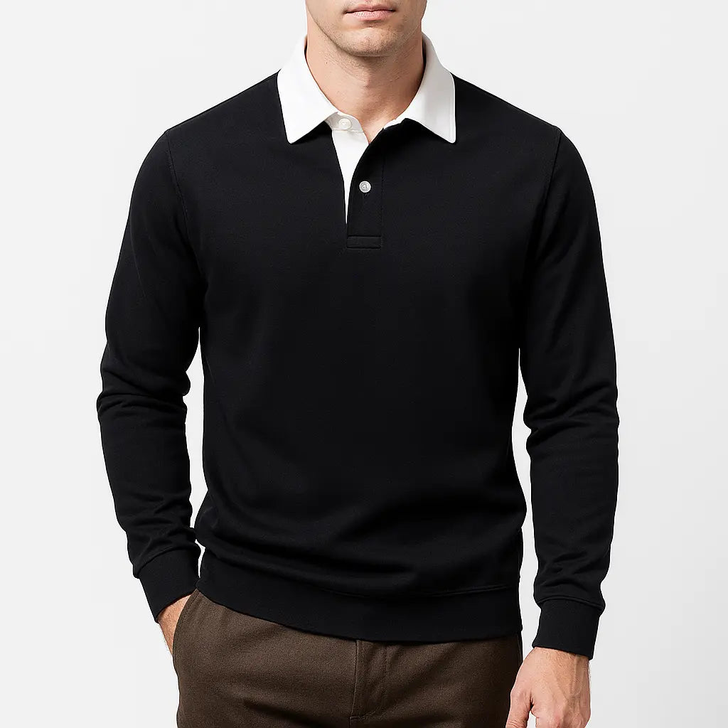 Langærmet Poloshirt Til Mænd Med Klassisk Krave | Åndbart Stof For Komfort 2