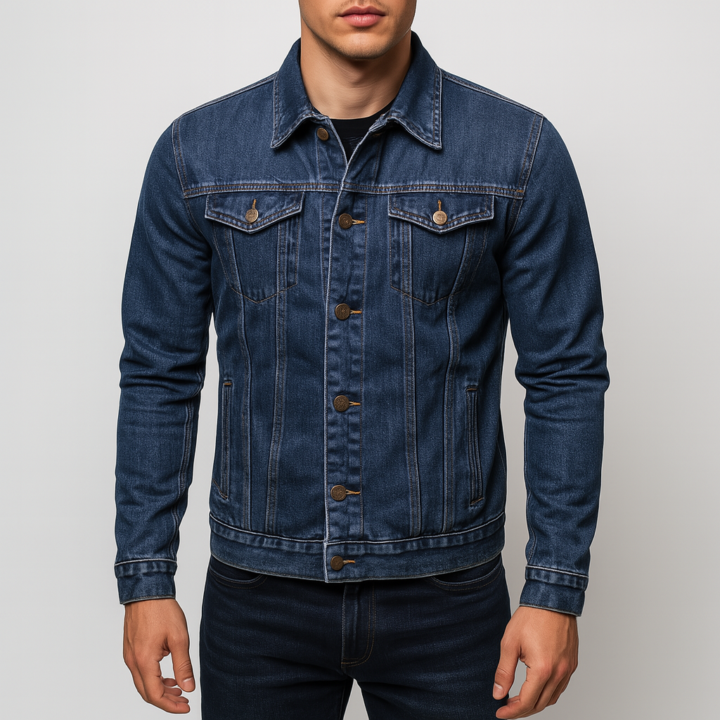 Klassisk Denimjakke Dame i Vasket Denim med Knaplukning – Afslappet Trucker-Silhuet til Forår og Sommeraftener 2