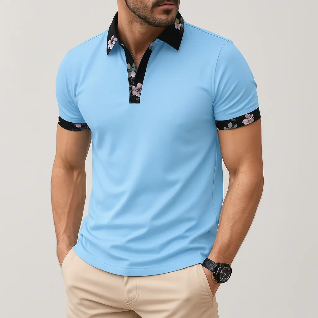 Frederik | Polo Shirt Til Mænd Med Åndbart Stof & Blomsterdetaljer | Smart-Casual Look Til Hverdag 2