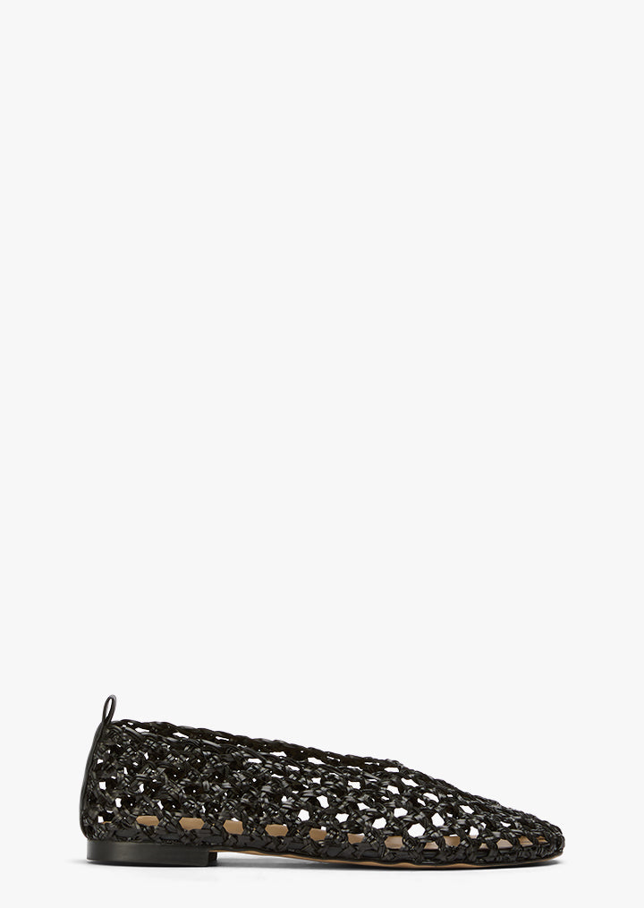 Ballet Flats Dame – Sort Flettet Læder Ballet Flats