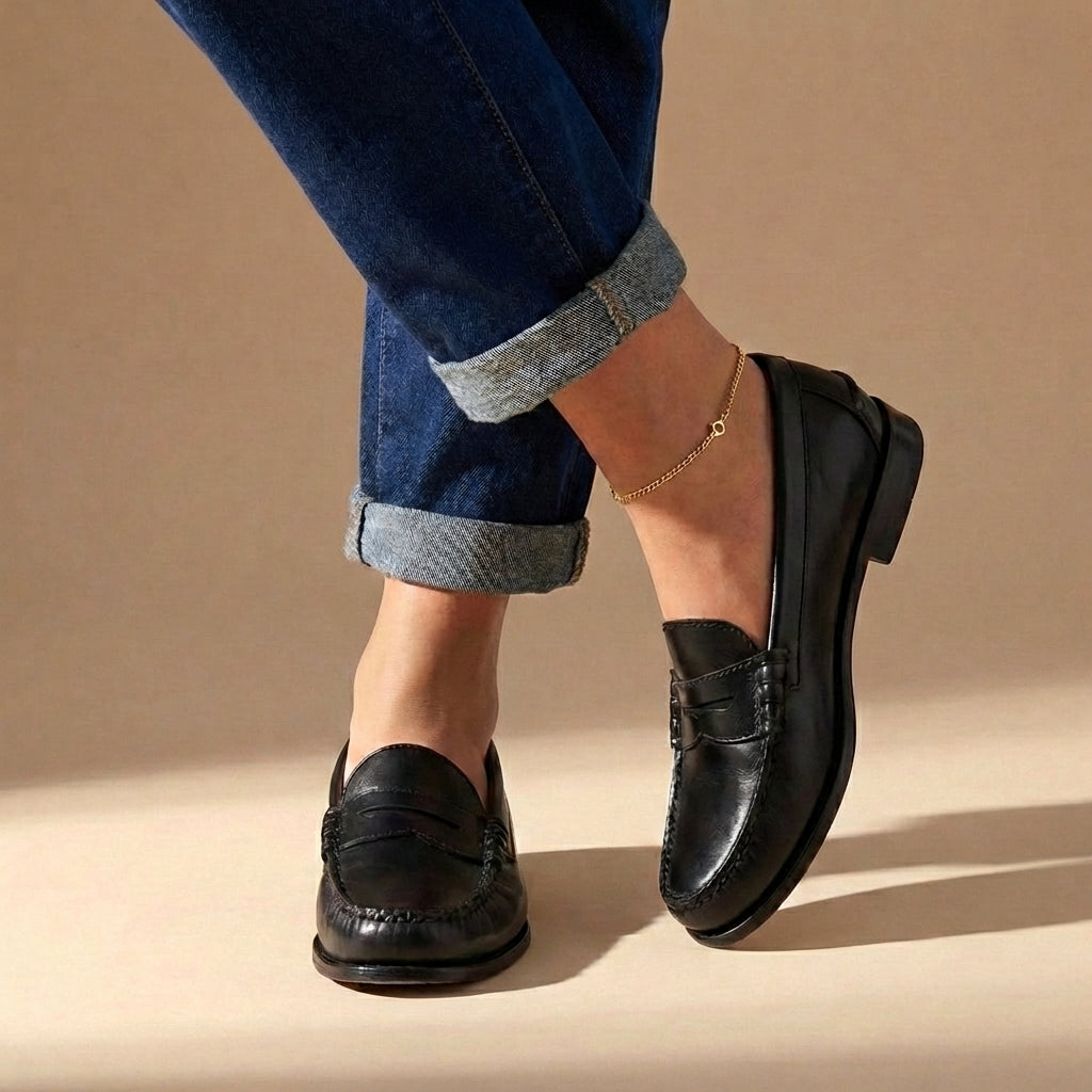 Læder Loafers Dame – Penny Moccasin Sting Fladsko