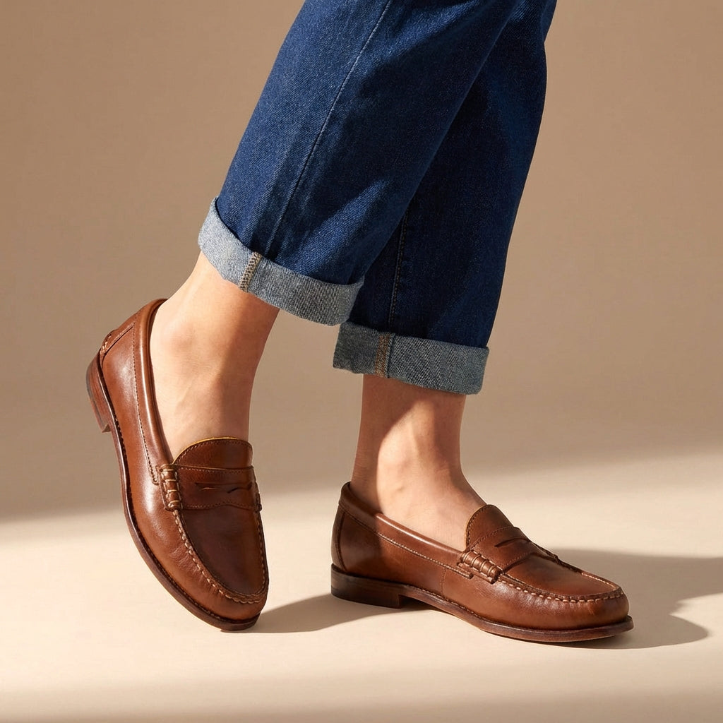 Læder Loafers Dame – Penny Moccasin Sting Fladsko