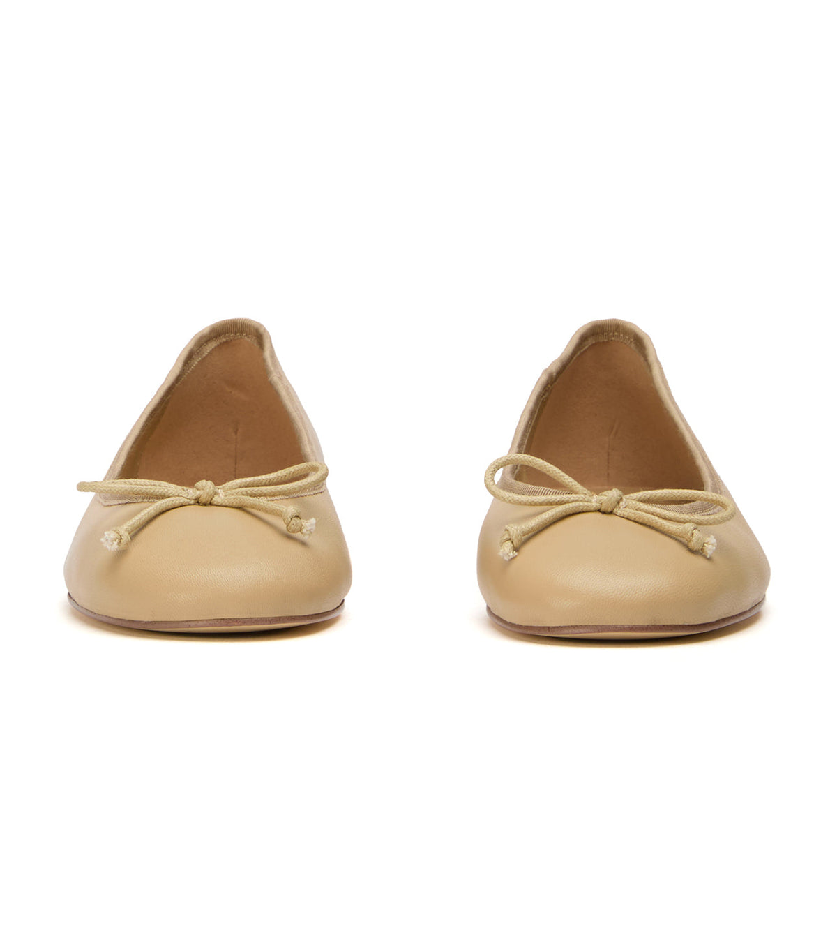 Ballet Flats Dame – Sand Læder Ballet Flats med Sløjfe