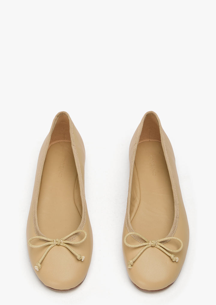Ballet Flats Dame – Sand Læder Ballet Flats med Sløjfe