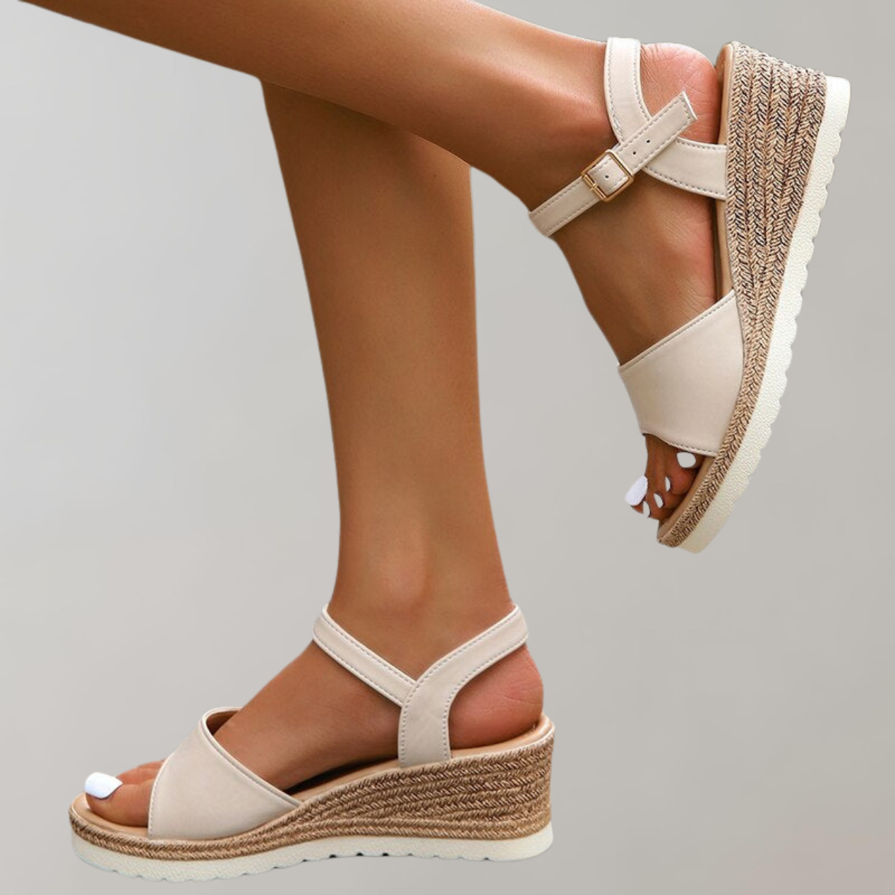 Women's Wedge Sandals – Adjustable Straps, Cushioned Sole