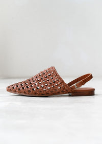 Flettet Mule Dame Læder – Spids Tå Slip-On i Cognac