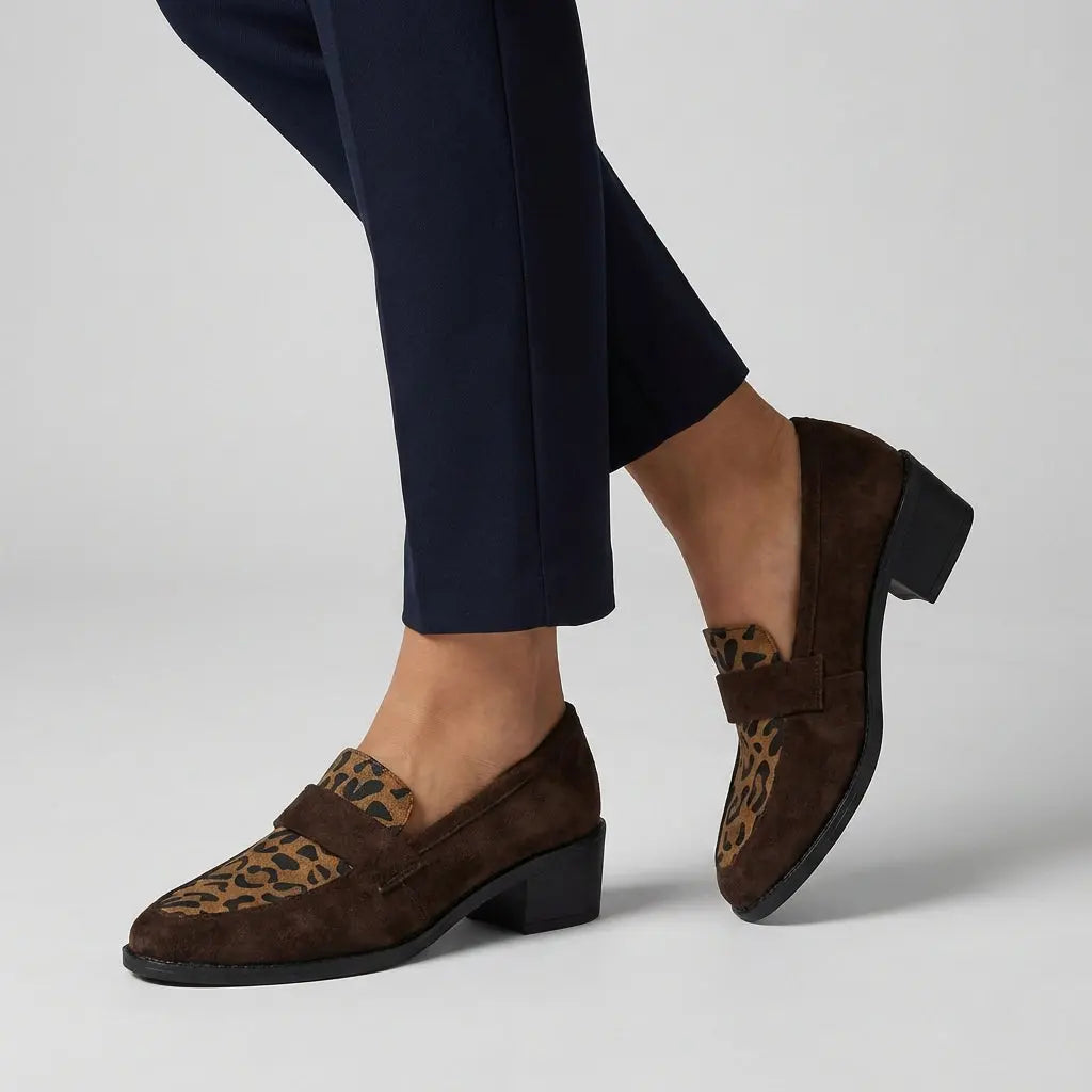 Fiona | Leopardprint Loafers Dame med Blok Hæl for Komfort og Stil 4