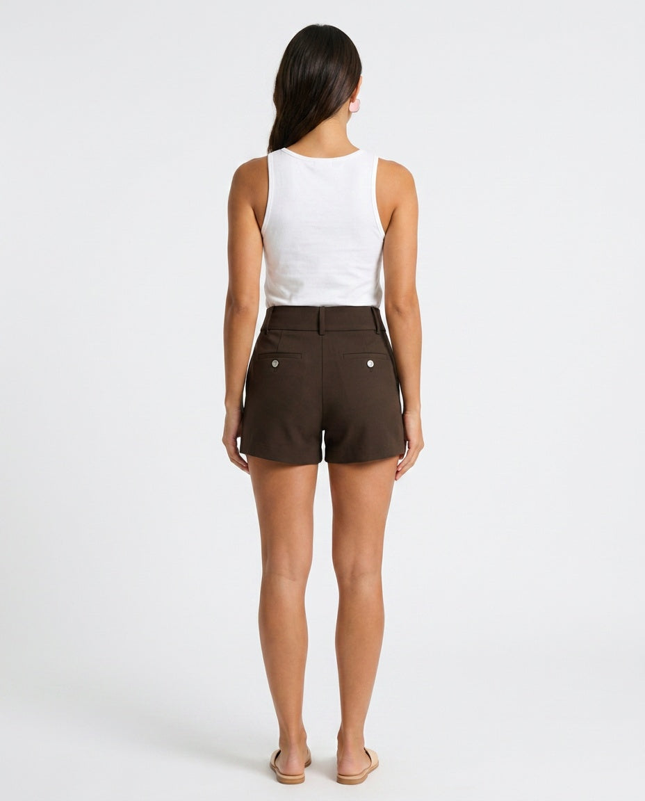Fitted Shorts Dame – Dobbelt Knap i Taljen, 5 Farver