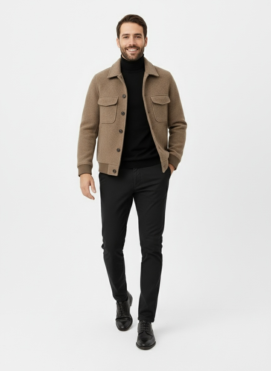 Mikkel | Elegant Efterårsjakke med Struktureret Snit og Lommer