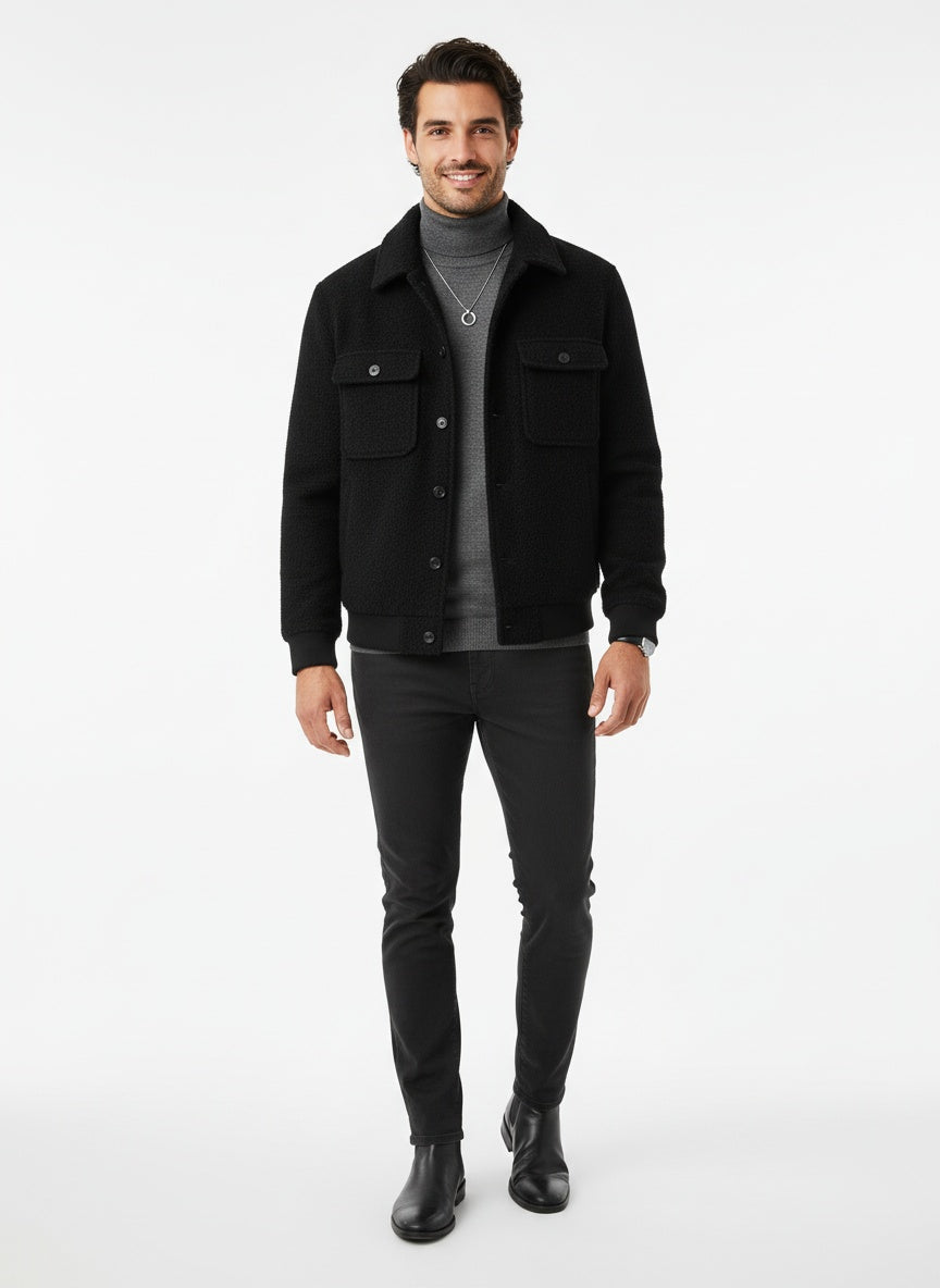 Mikkel | Elegant Efterårsjakke med Struktureret Snit og Lommer