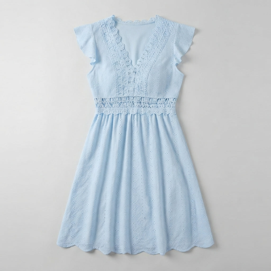 Lace Midi Dress Women – Butterfly Sleeves