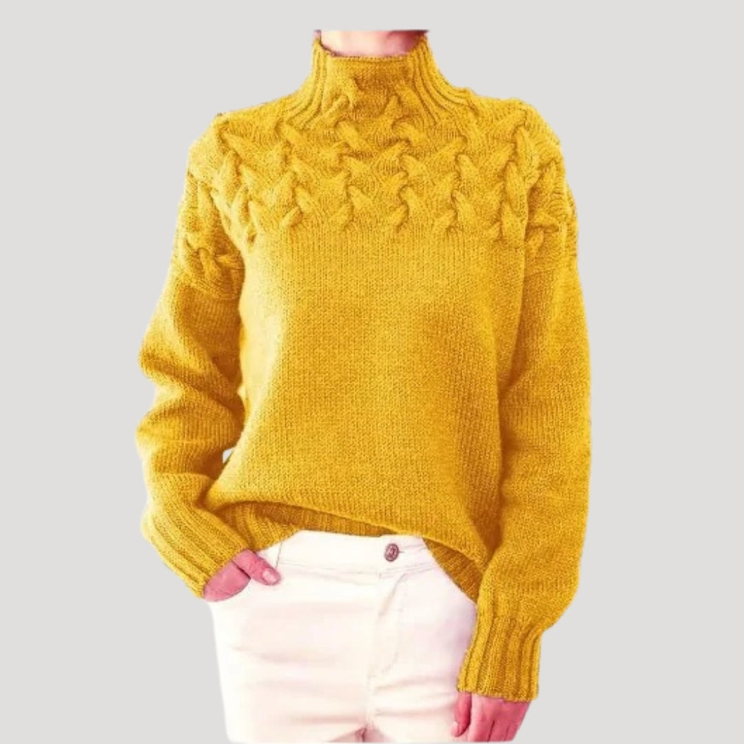 Women's Cable Knit High Neck Jumper – Soft, Textured