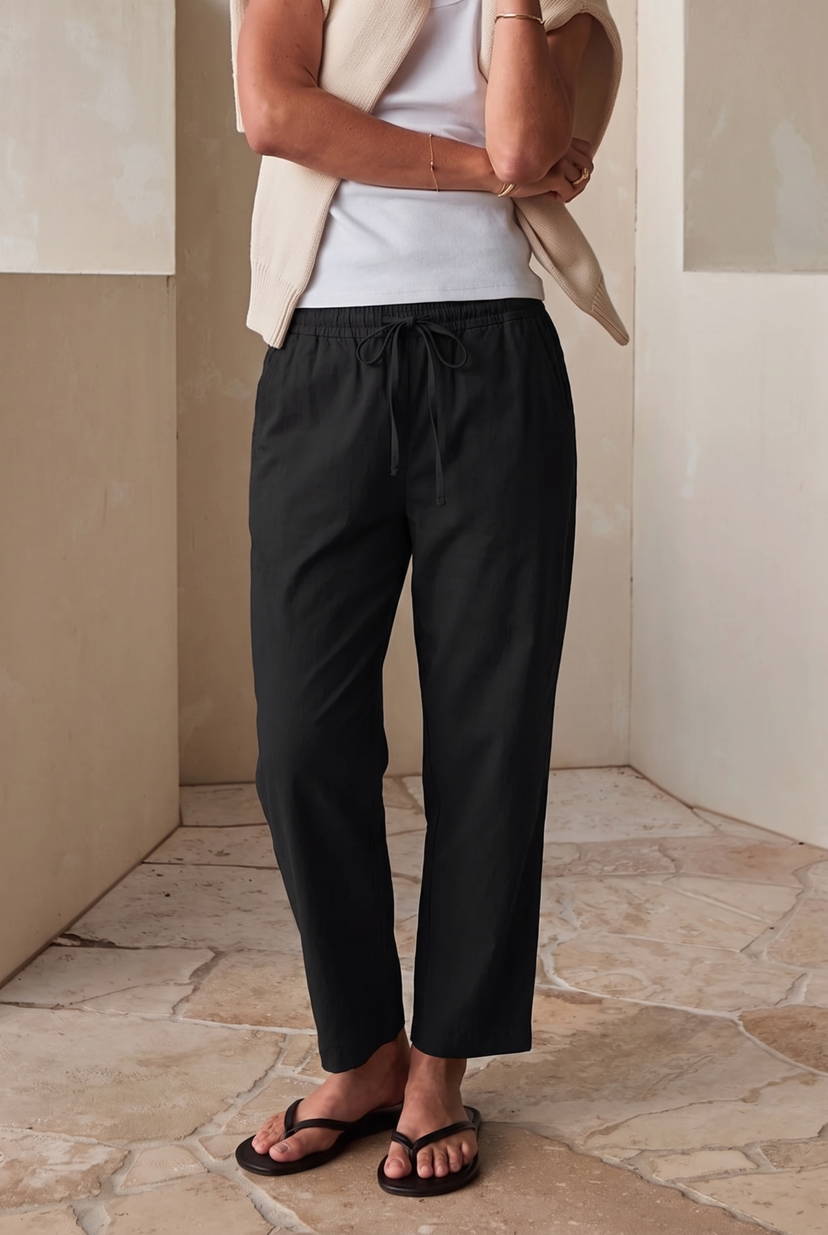 Barrel Bukser Dame Sort – Nylon Smart Casual Bukser