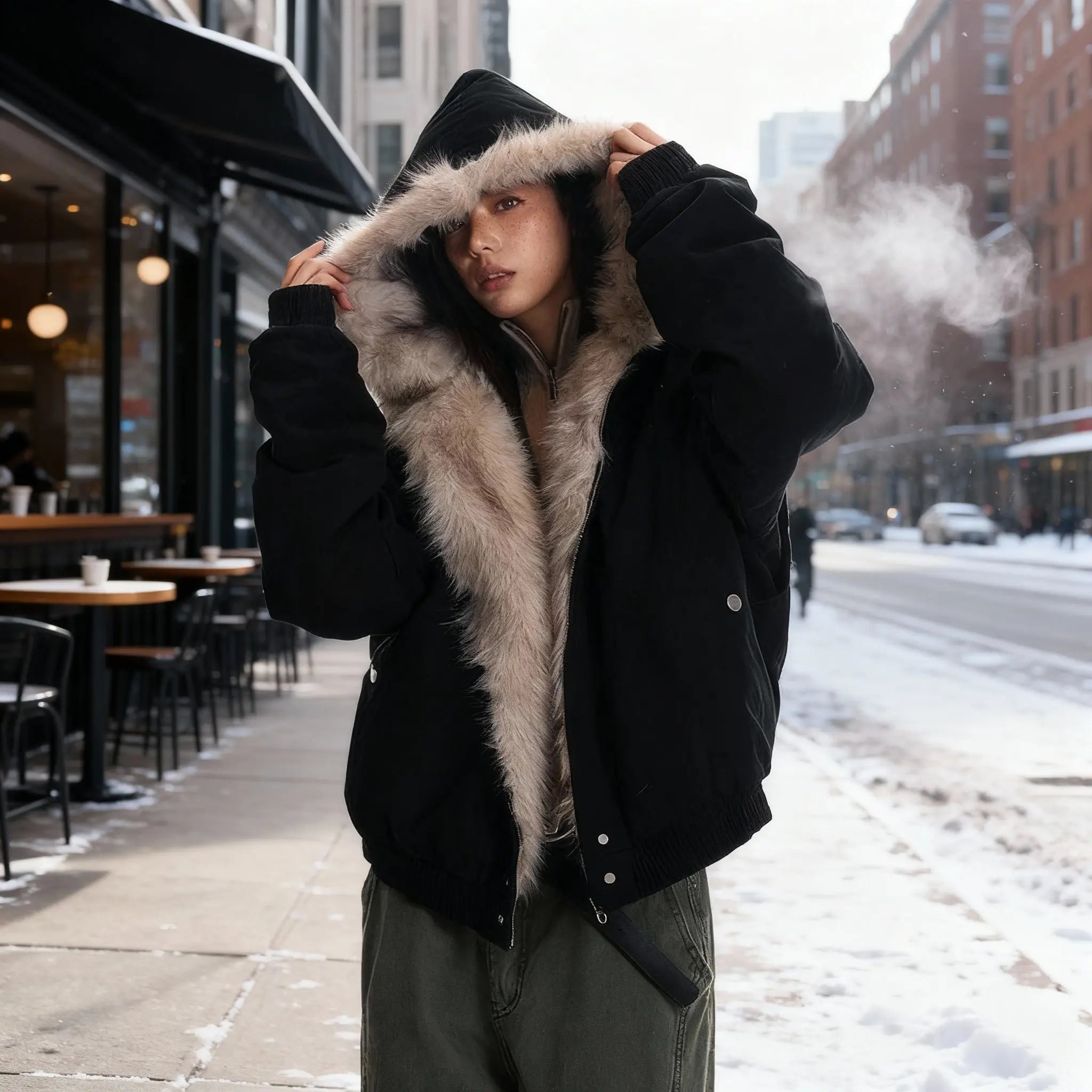 Freja | Vinterjakke Dame med Termofoer & Aftagelig Hætte | Vandafvisende og Komfortabel Design 2